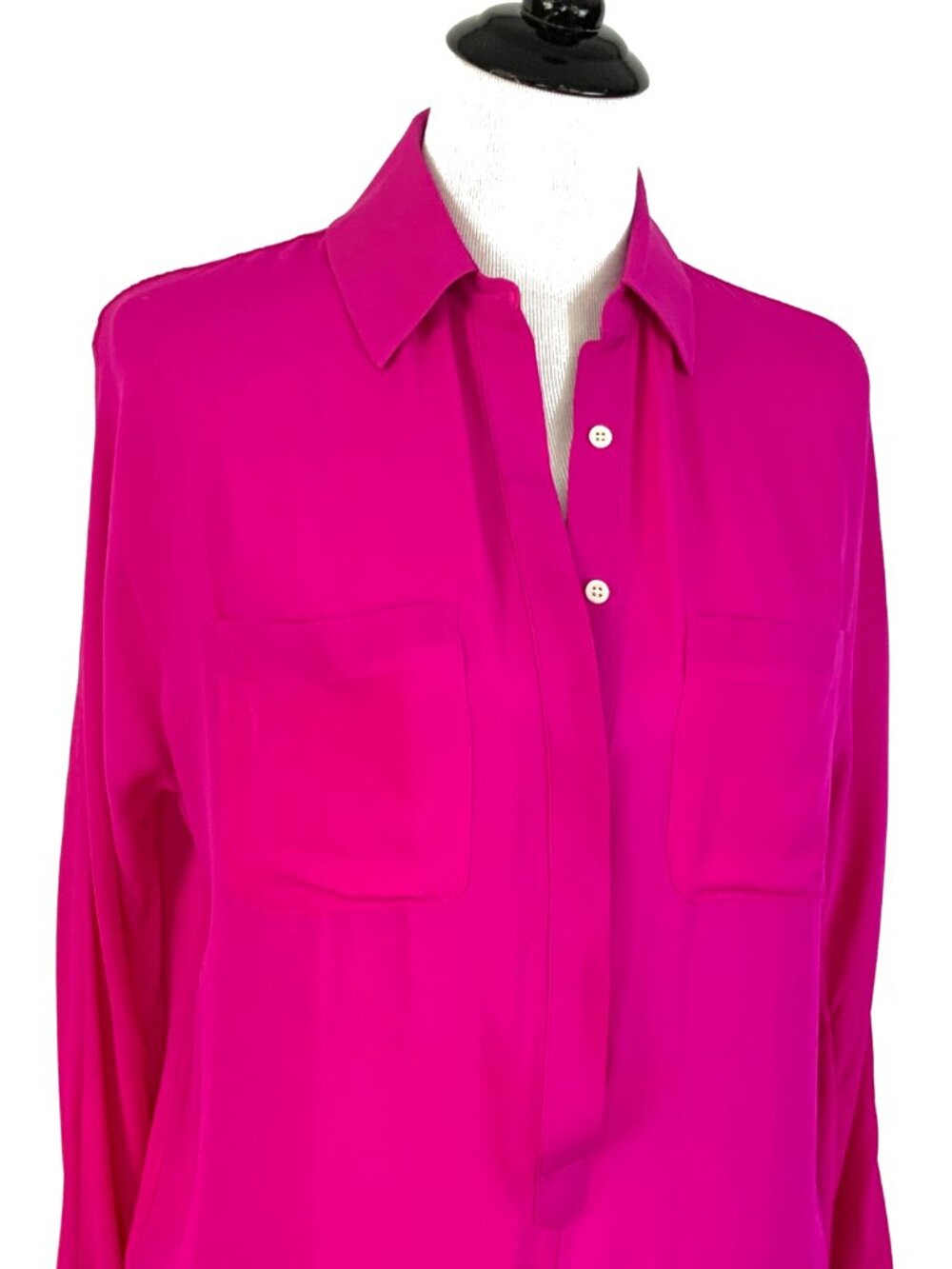 New Haute Hippie 100% Silk Long Sleeve Romper In Fuschia/Hot Pink Sz S - Picture 3 of 16